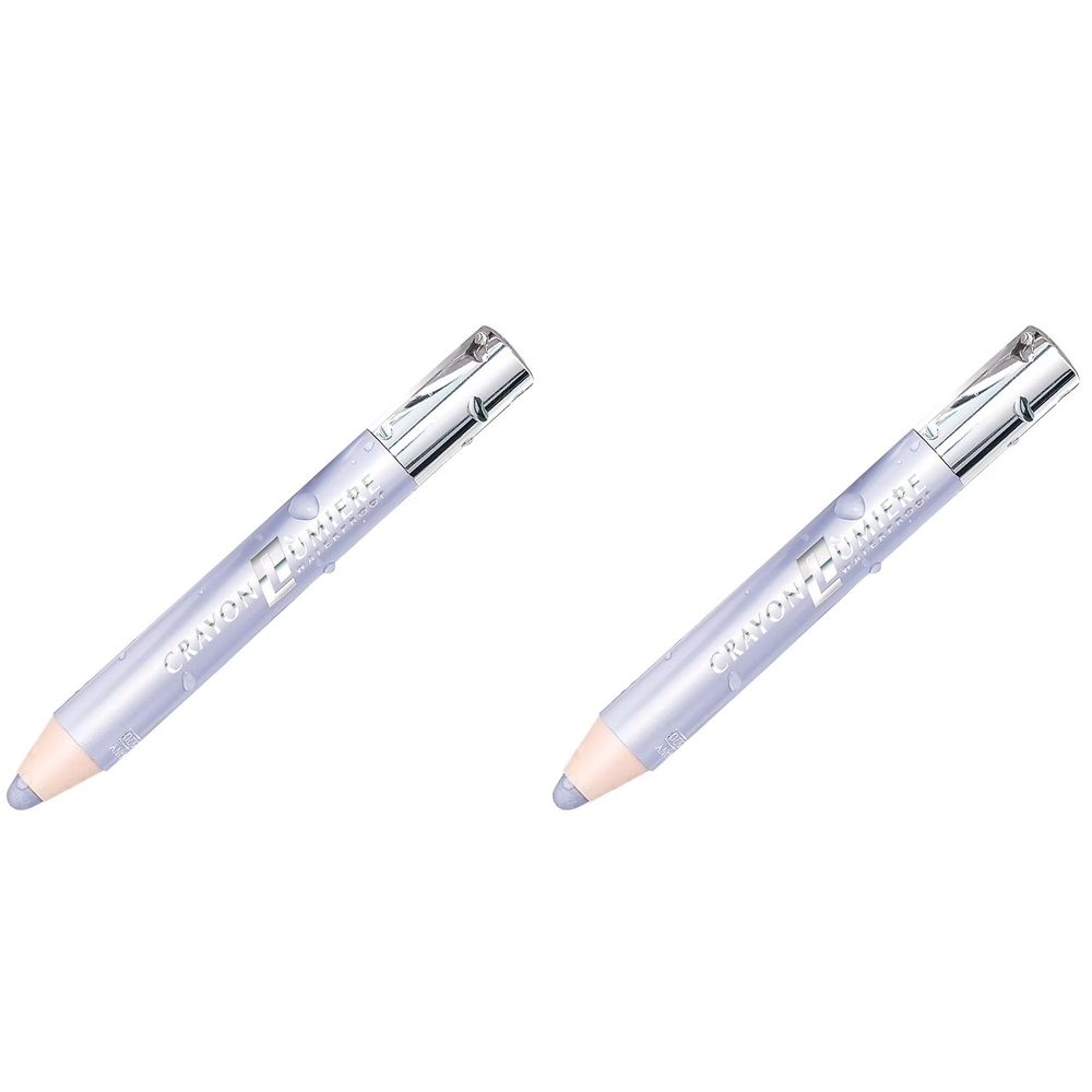 Deux crayons pour les yeux bleus. Capuchon argenté, crayon bleu clair. Inscription: Crayon Lumière.