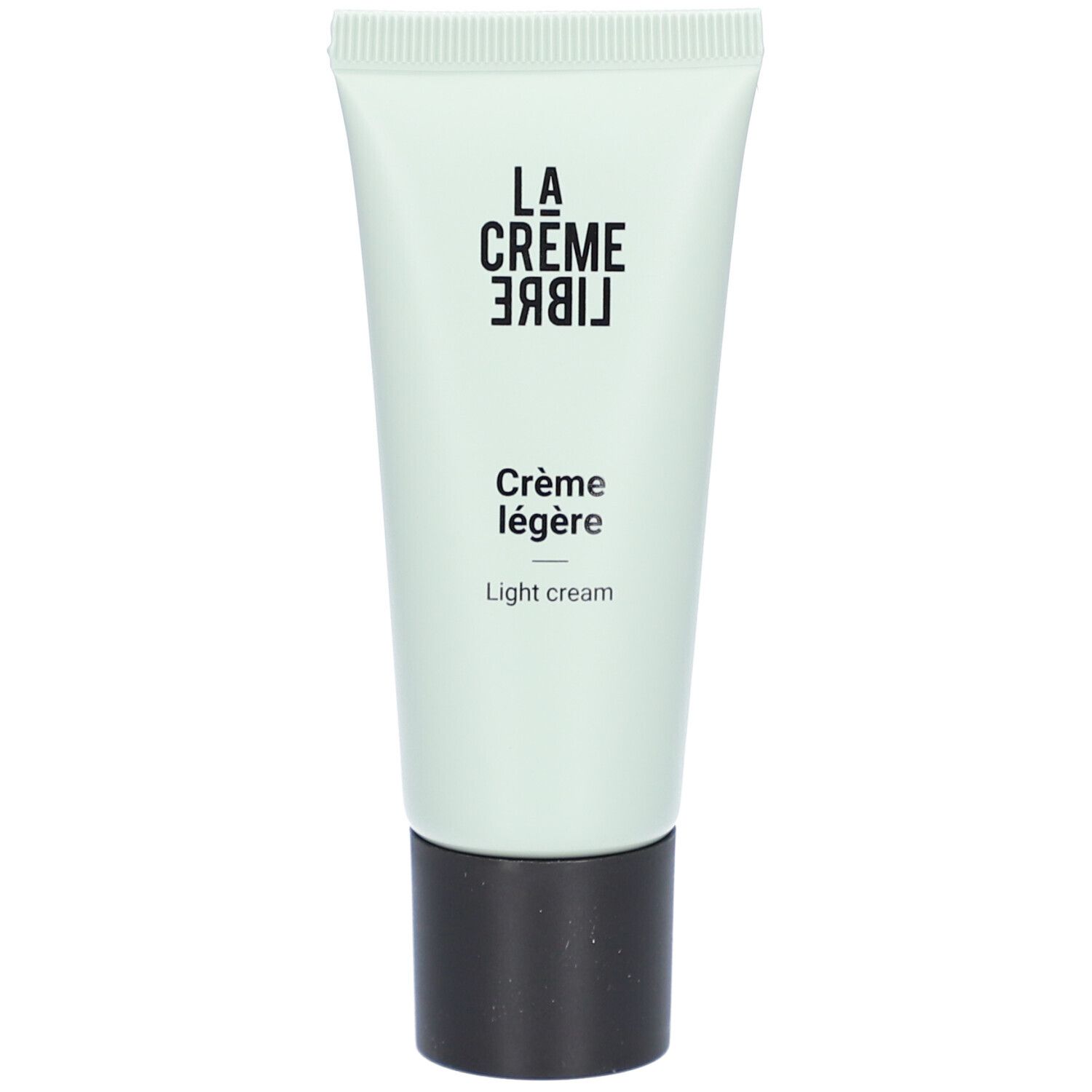 Tube de crème avec bouchon noir. Inscription: La Crème Libre, Crème légère, Light cream.