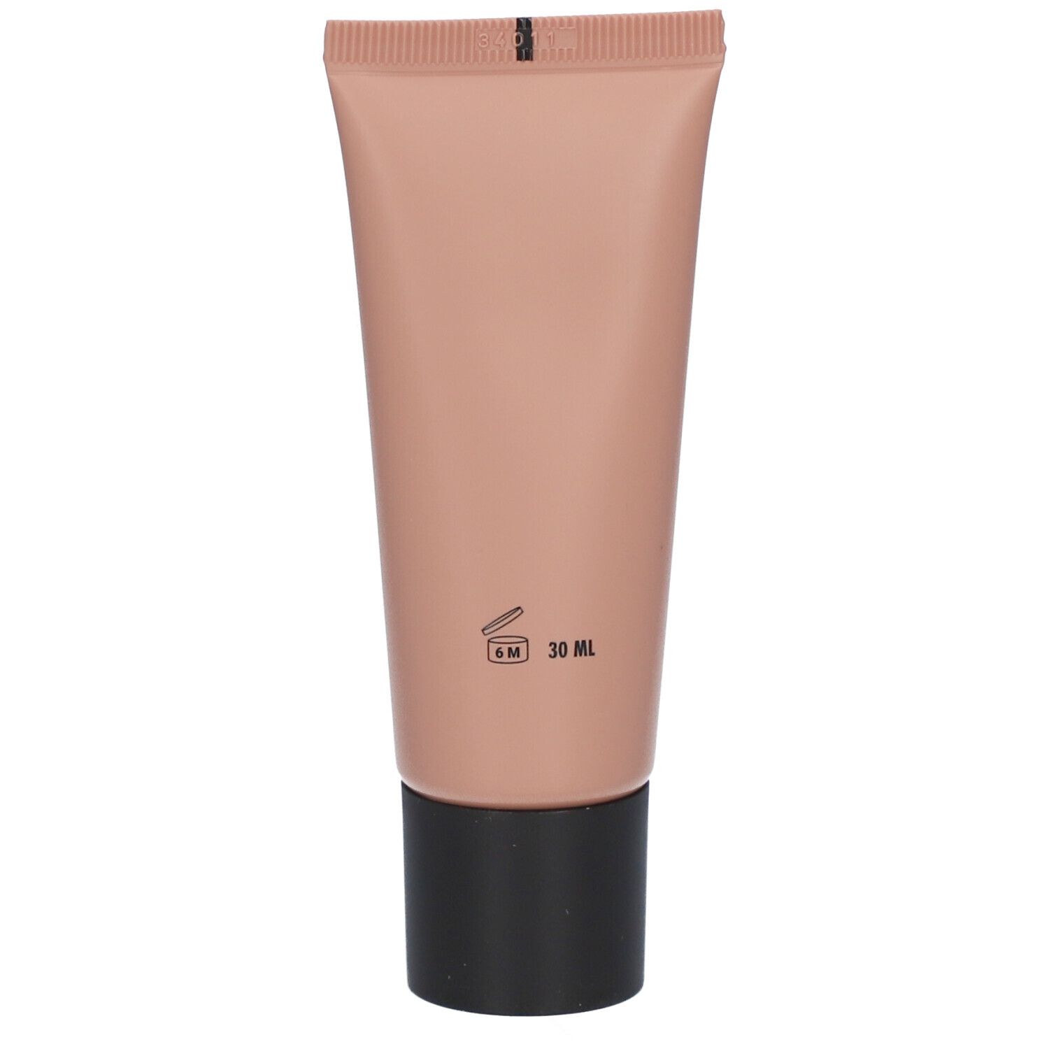 Beige tube met zwarte dop. Achterkant: 6M en 30 ml.