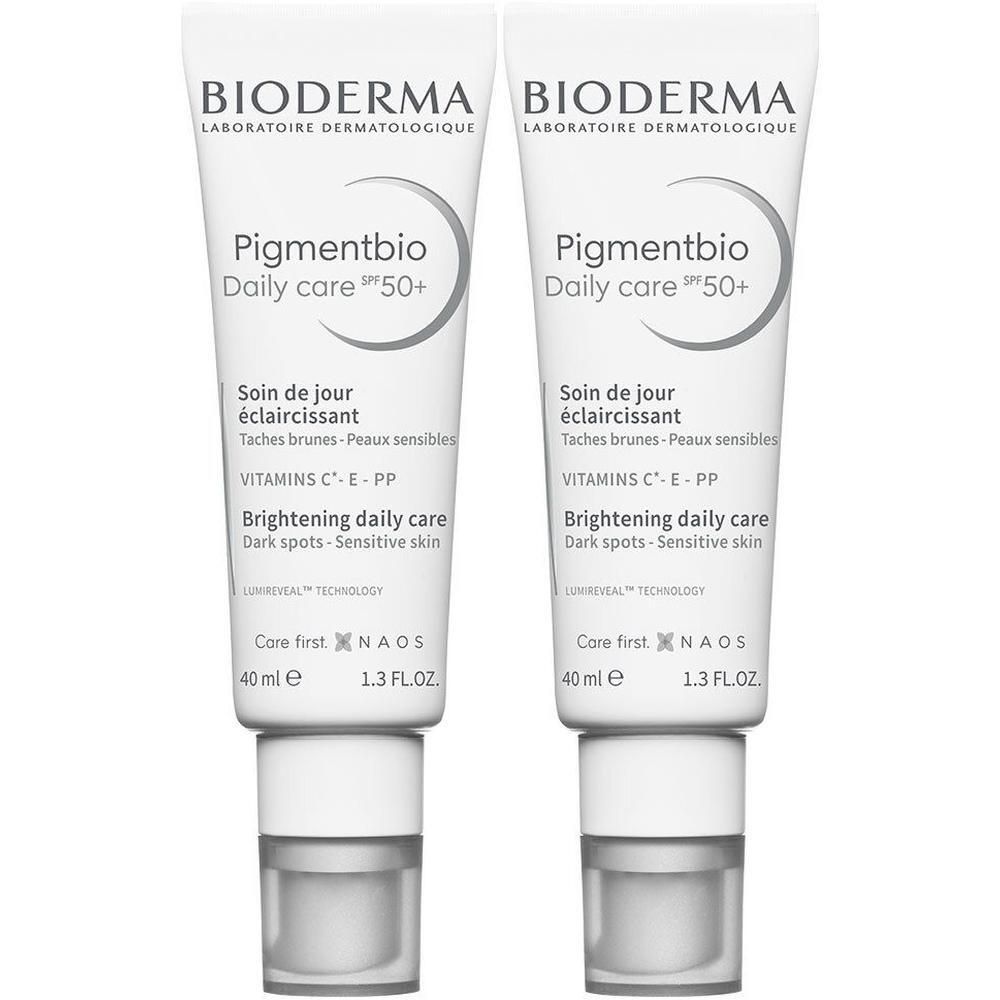 Twee Bioderma Pigmentbio Dagcrème SPF50+ tubes, 40 ml.