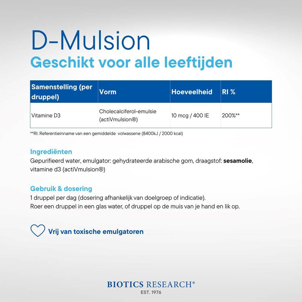 D-Mulsion: Eenvoudig in gebruik, innovatieve technologie, voor het hele gezin, maximale opname.