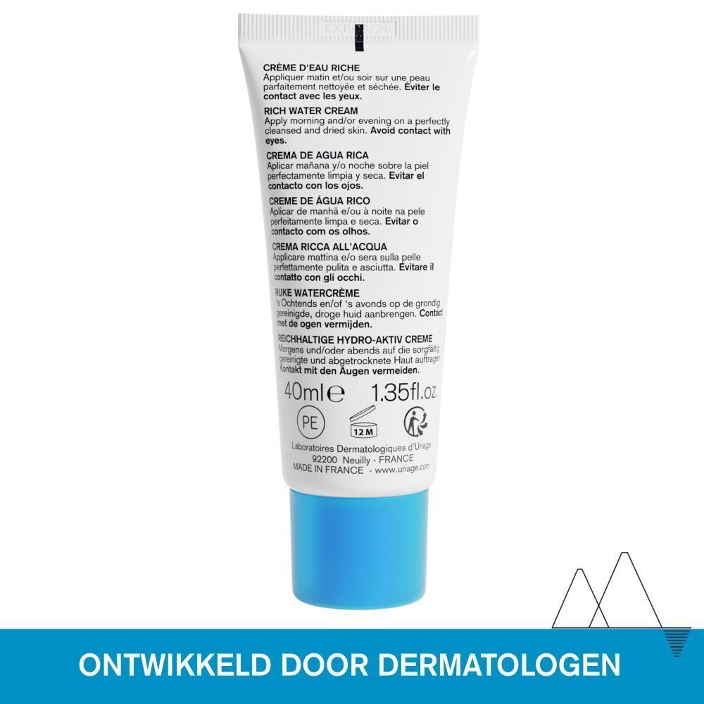 Diagram met symbolen. Tekst: Dermatologisch getest, Geschikt voor alle huidtypes, Niet-comedogeen.