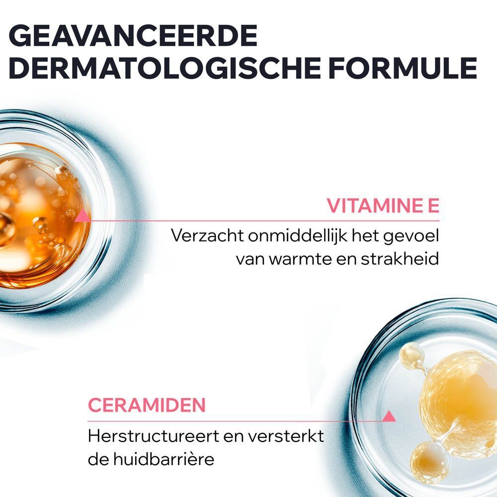 Huid met crème. Crème bedekt roodheid en egaliseert de teint. UVA/UVB-bescherming.