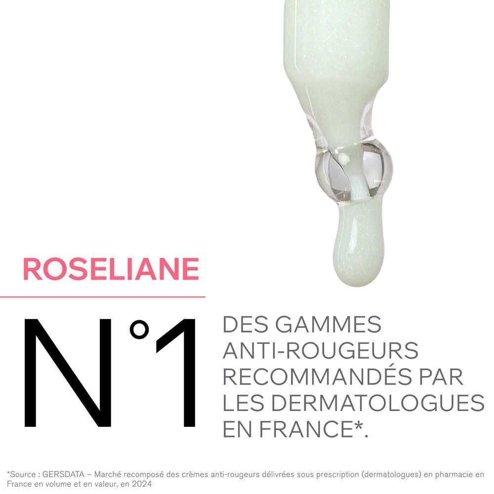 Goutte de Uriage Roséliane. Texte: Roséliane, N°1, des gammes anti-rougeurs.