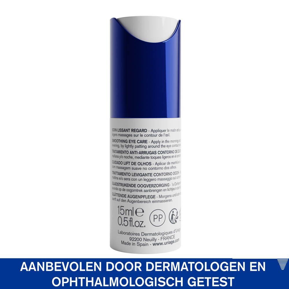 Uriage Age Lift oogverzorging tube. Achterkant. Tekst in meerdere talen.