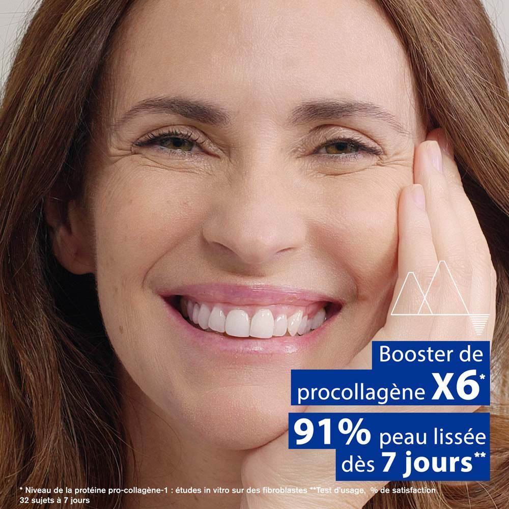 Gros plan sur un visage. Texte : Technologie avec 8 000 microsphères, fini non gras, sensation de fraîcheur.