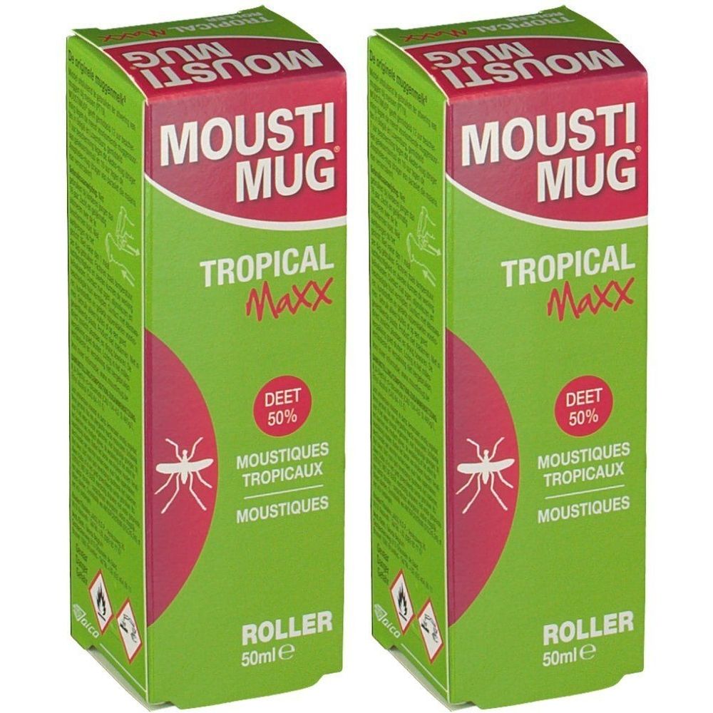 Deux paquets de Mousti Mug Tropical Maxx Roller avec 50% DEET.