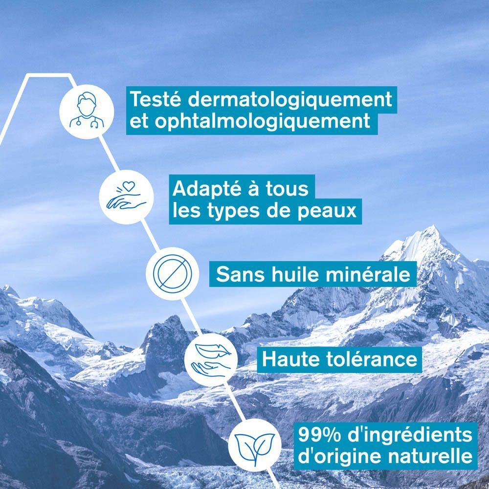 Graphique avec ingrédients: huiles de tournesol, jojoba et canneberge. Vitamine E. Soin de la peau.
