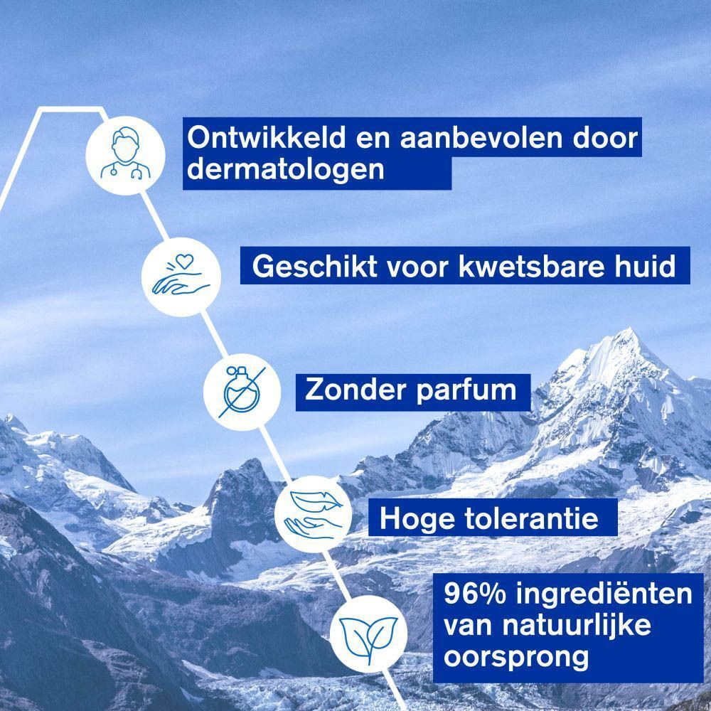 Infographic met tekst: Ontwikkeld en aanbevolen door dermatologen, 96% ingrediënten.