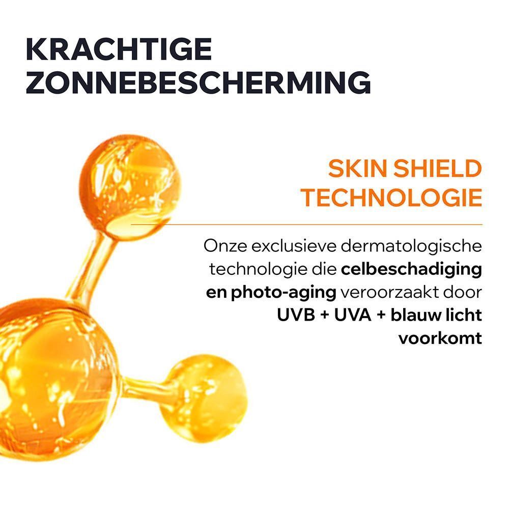 Close-up van ingrediënten. Tekst: Vitamine E, Eau Thermale Réparatrice d'Uriage.