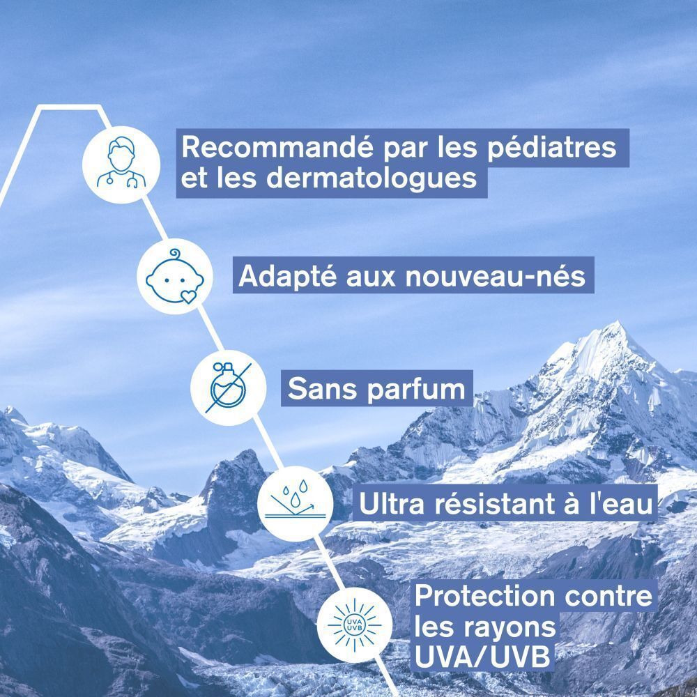 Texte : Développé et recommandé par les dermatologues et les pédiatres. Adapté aux nouveau-nés. Sans parfum.