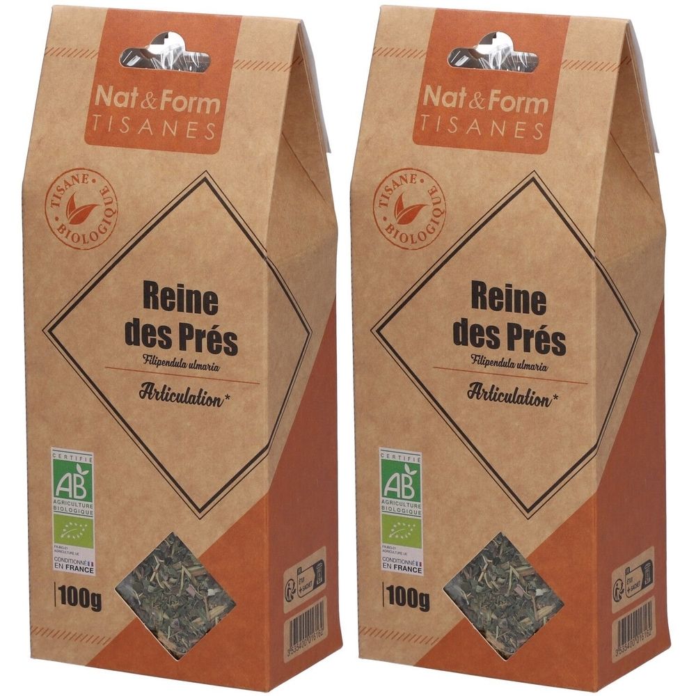 Twee pakken Nat&Form Moerasspirea thee bio, 100g.