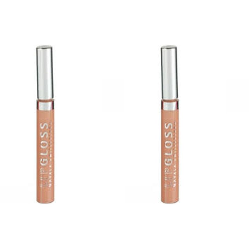 Twee lipgloss tubes met zilveren doppen. Opschrift: LIP GLOSS. Kleur: Litchi.