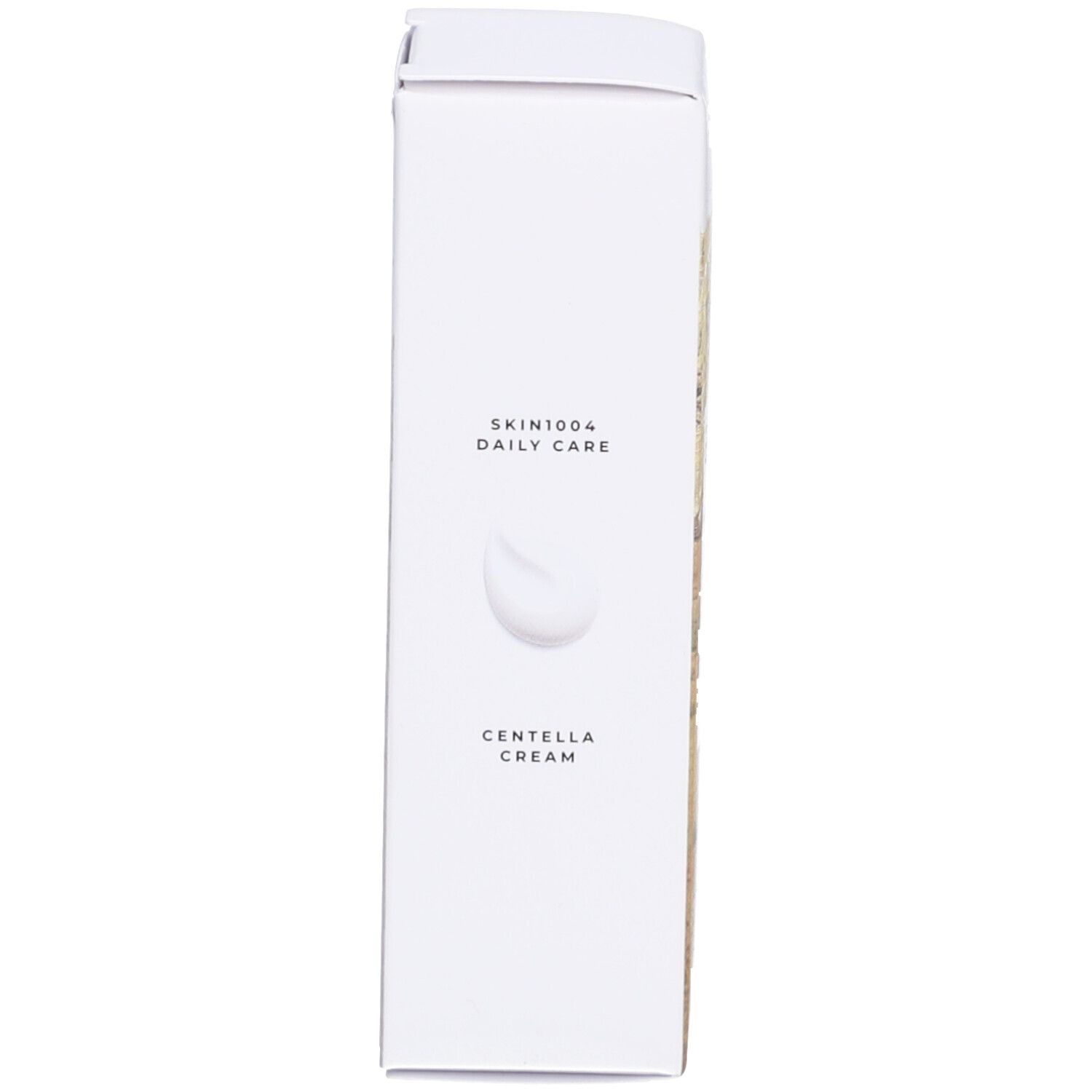 Witte verpakking, zijkant. Opschrift: SKIN1004 DAILY CARE, CENTELLA CREAM.