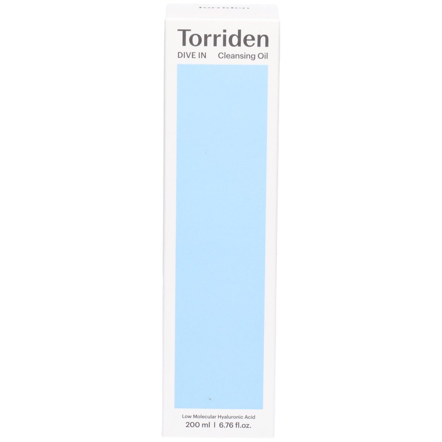 Torriden DIVE IN Cleansing Oil fles met lichtblauwe accenten. Bevat 200 ml.
