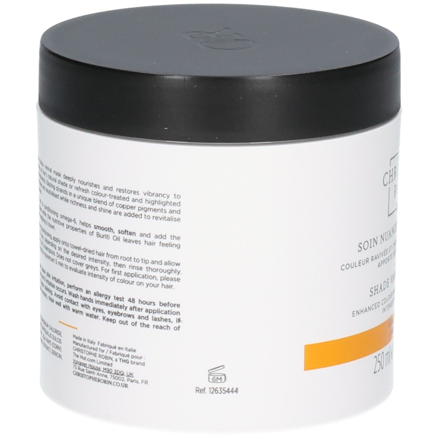 Pot blanc avec couvercle noir, 250ml.