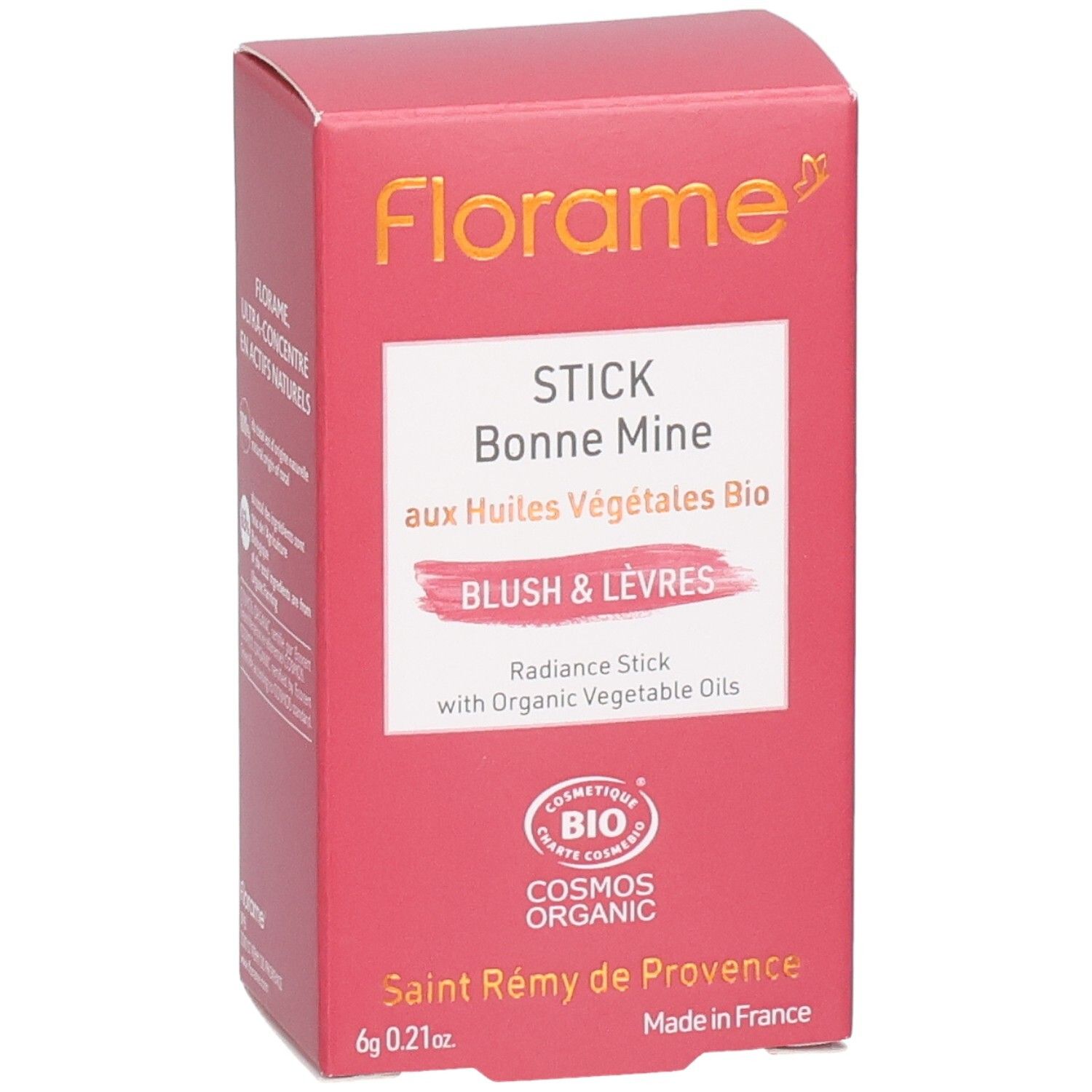 Florame Stick Bonne Mine: Stick éclat aux huiles végétales bio, 6g. Certifié COSMOS ORGANIC.