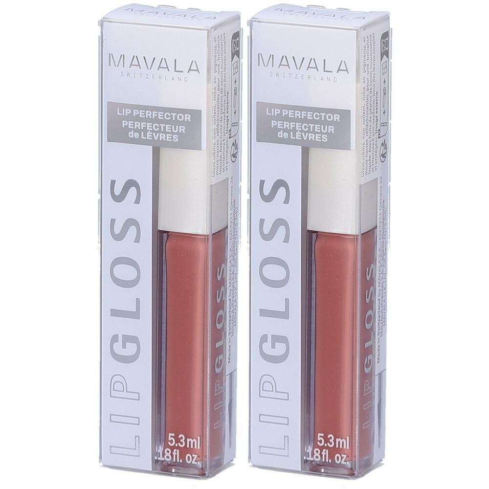 Deux Mavala Lip Gloss Perfecteur de Lèvres rose. Chaque emballage contient 5,3 ml.