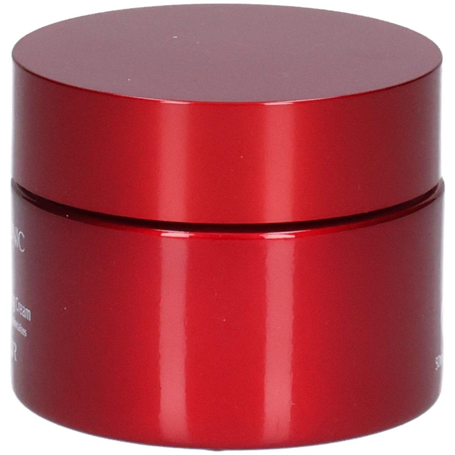 Pot rouge Acide Hyaluronique Crème Anti-Âge Intensive, vue de côté. Texte : HYALUXIR.