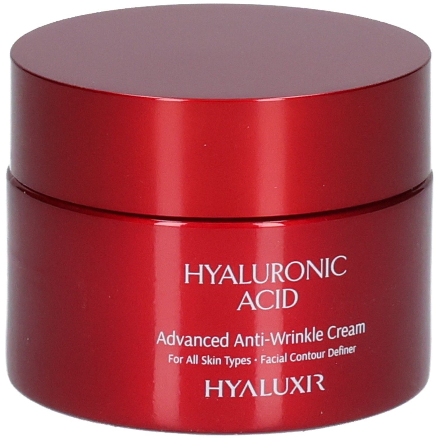 Pot rouge avec acide hyaluronique, crème anti-rides avancée, pour tous types de peau, définisseur de contour du visage, HYALUXIR.