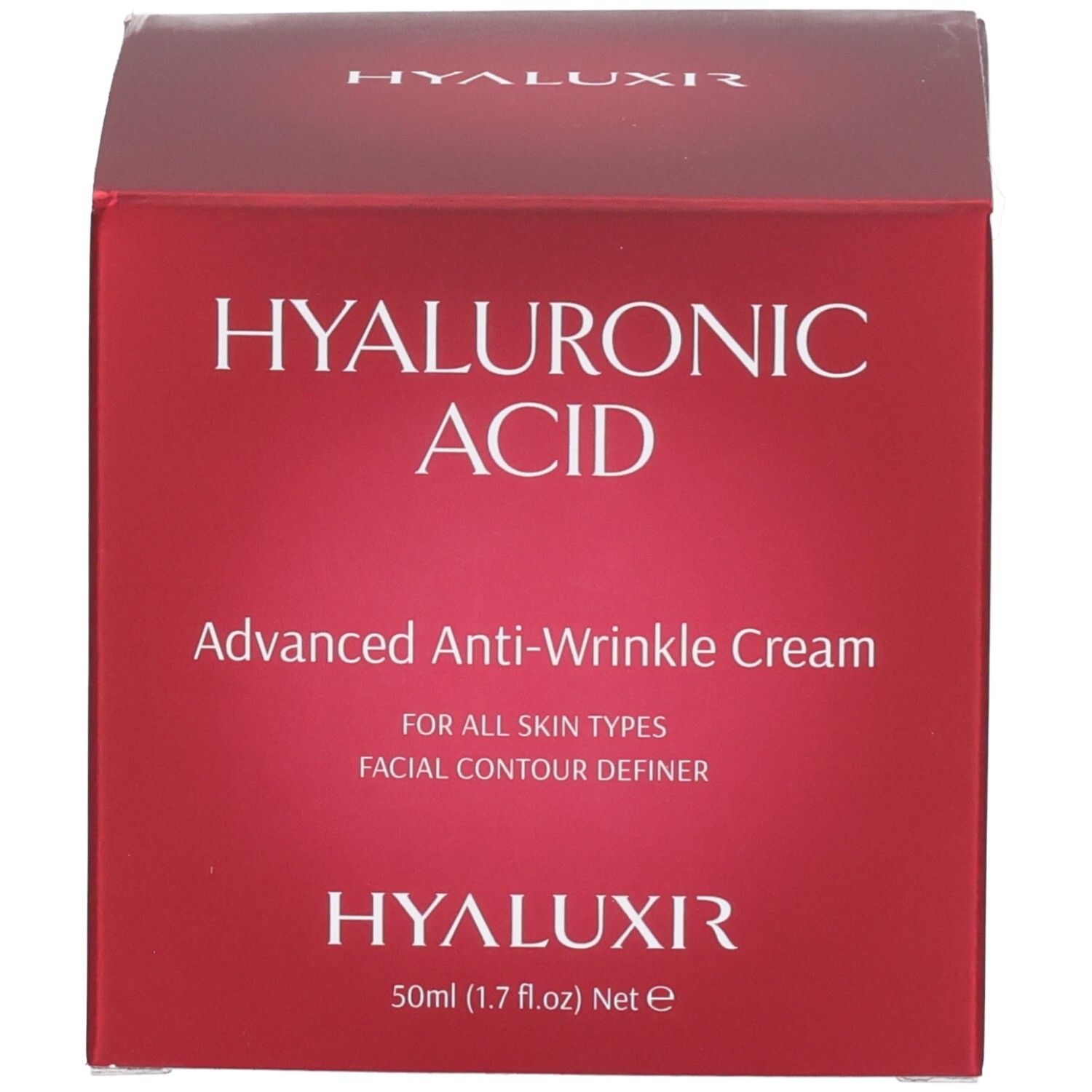 Boîte rouge avec acide hyaluronique, crème anti-rides avancée, 50ml (1.7 fl.oz) Net e, HYALUXIR.