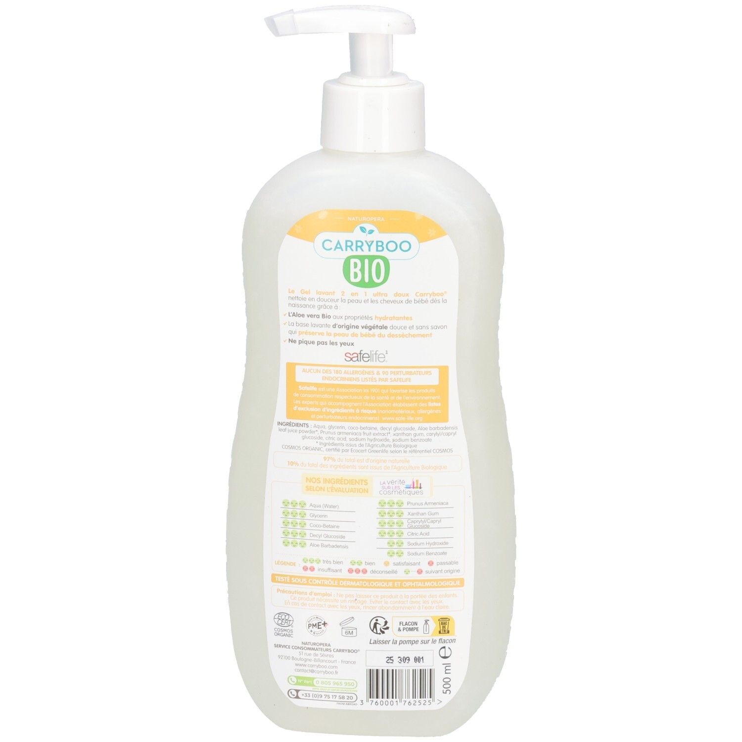 Carryboo Bio baby wasgel fles met pompdispenser, 500 ml.