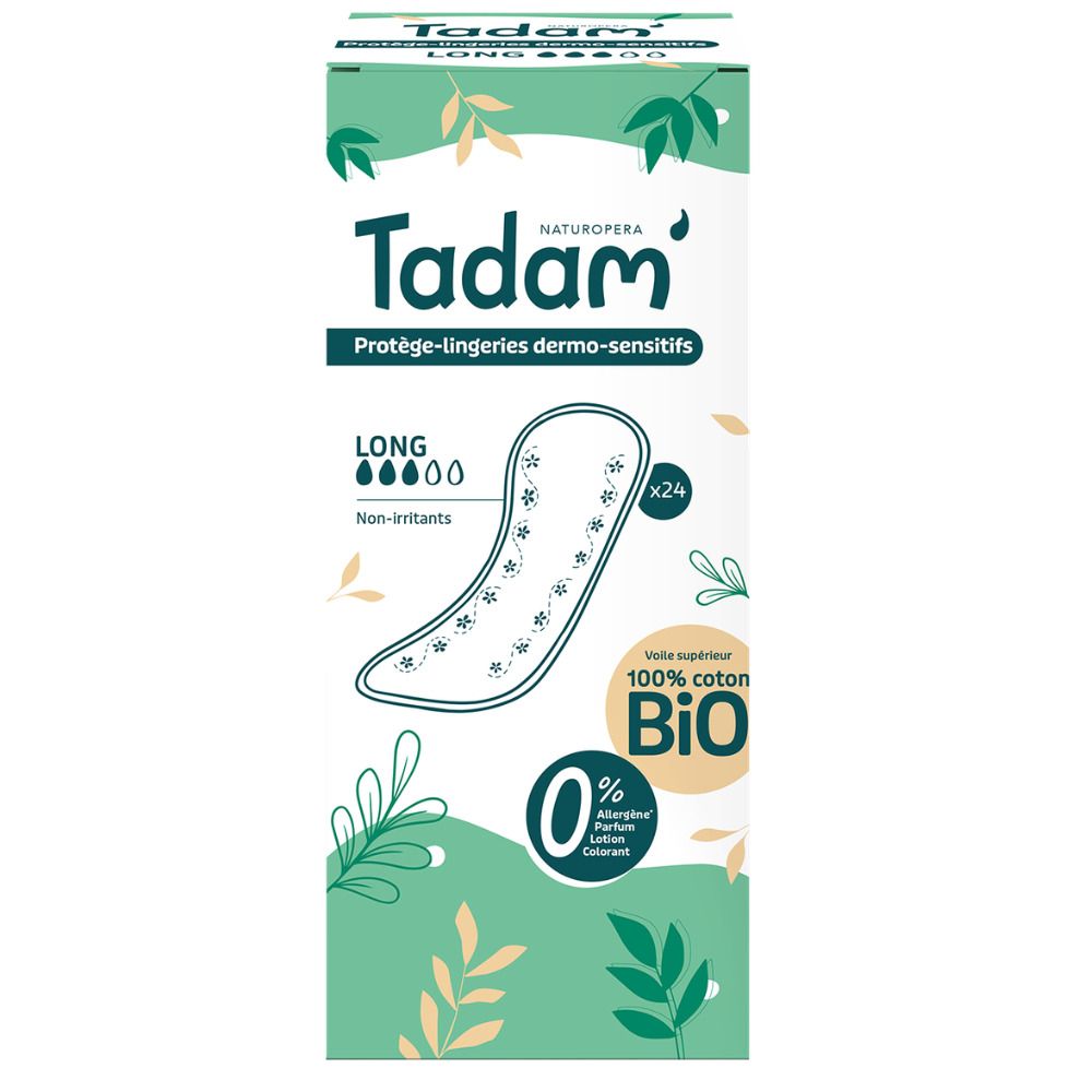 Tadam Tadam Inlegkruisjes, 24 stuks, Lang, 100% biologisch katoen, hypoallergeen.