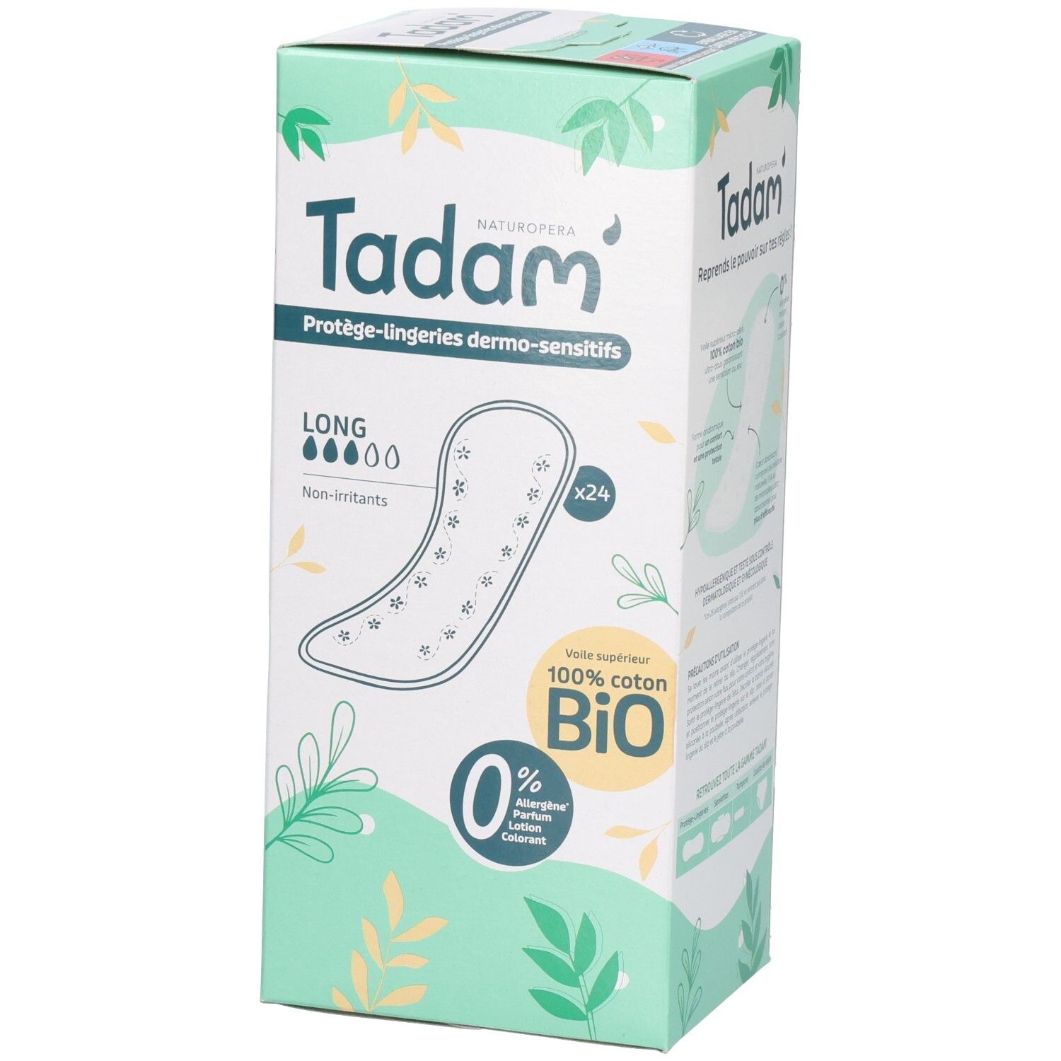 Tadam Tadam Inlegkruisjes, 24 stuks, Lang, 100% biologisch katoen, hypoallergeen.