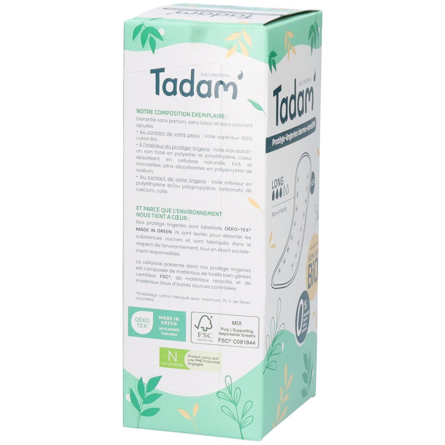 Tadam Tadam Inlegkruisjes, 24 stuks, Lang, 100% biologisch katoen, hypoallergeen.