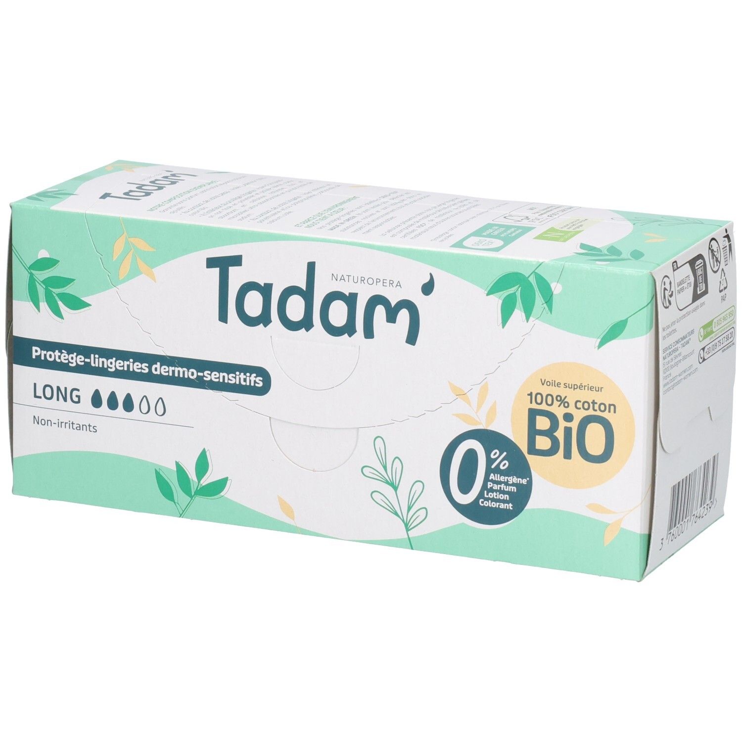 Tadam Tadam Inlegkruisjes, 24 stuks, Lang, 100% biologisch katoen, hypoallergeen.