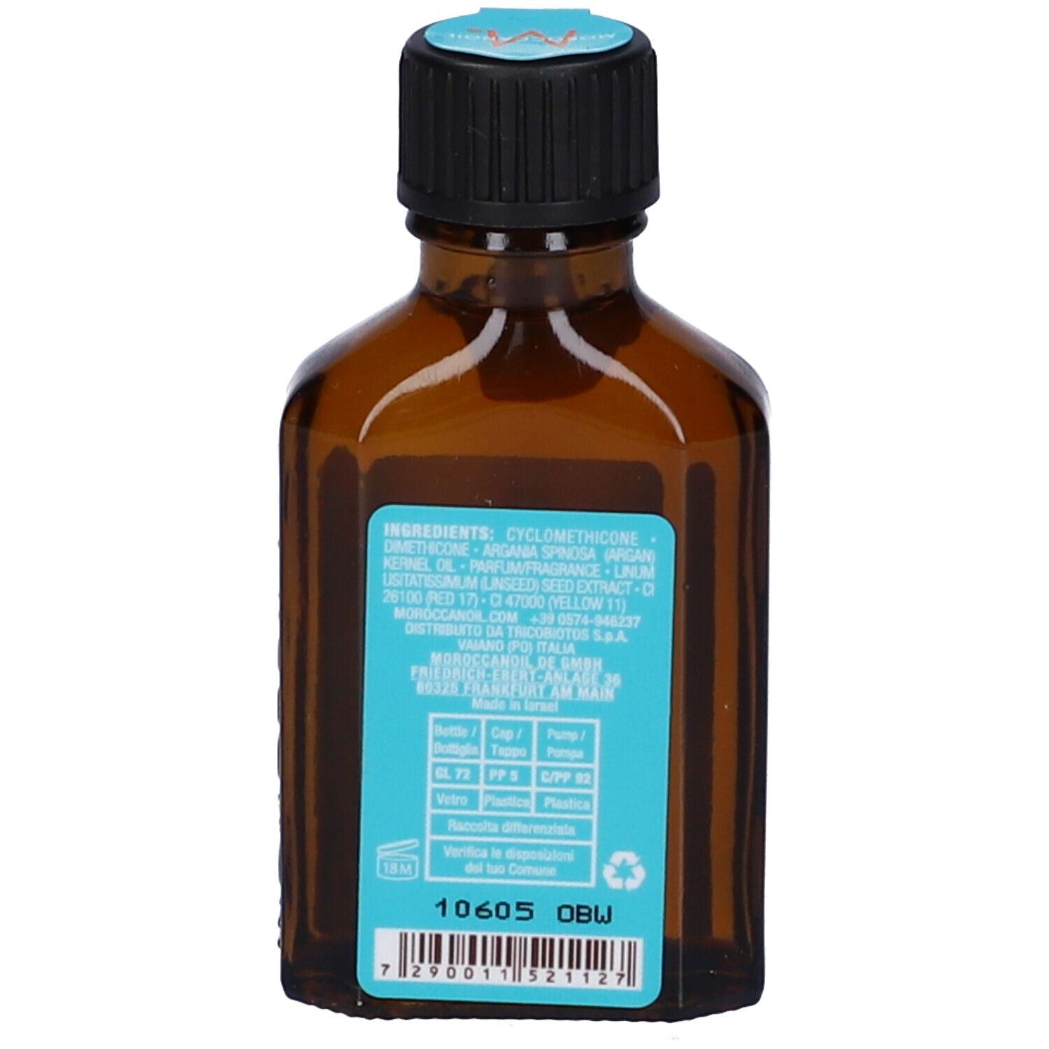 Emballage Moroccanoil avec instructions d'utilisation et ingrédients.