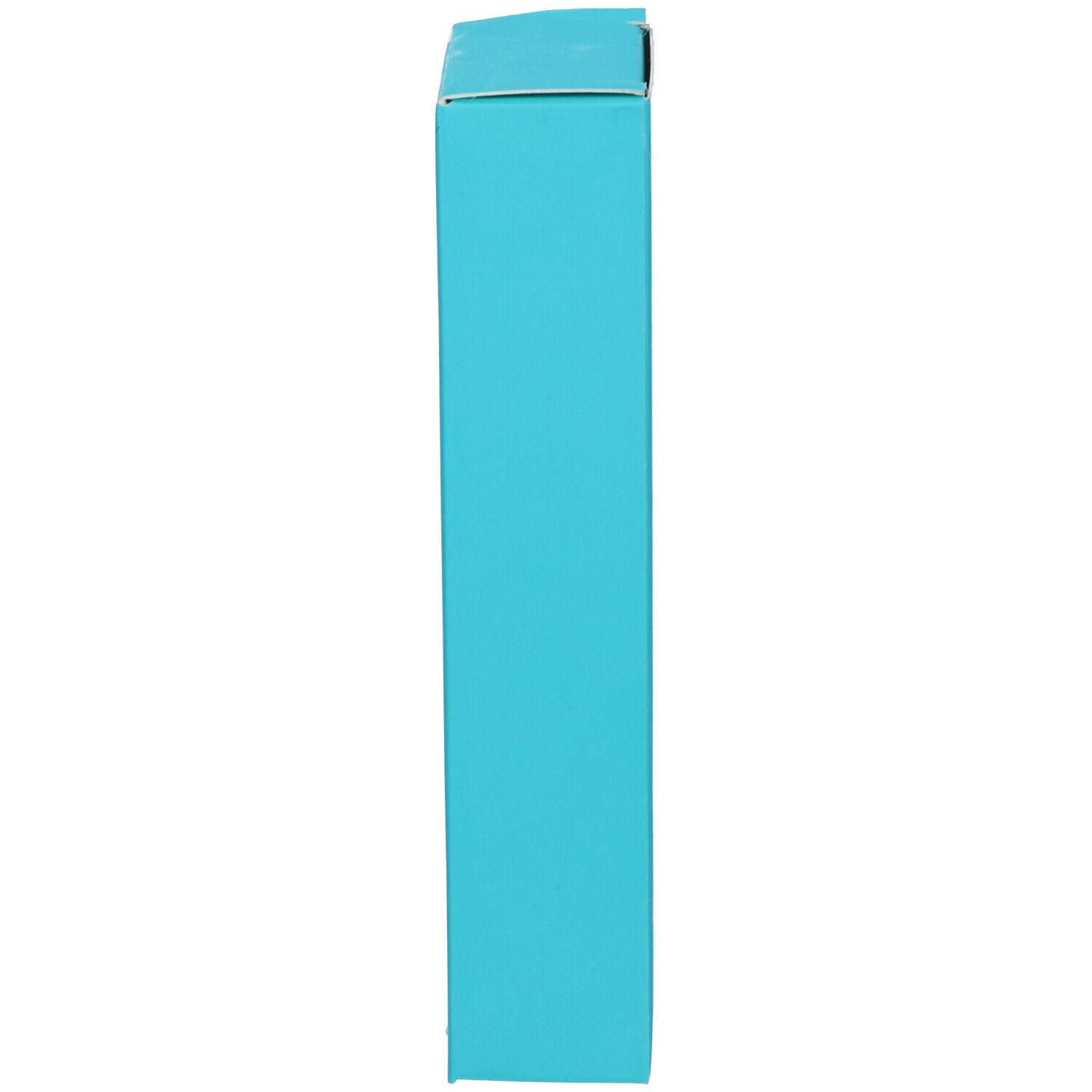 Emballage rectangulaire bleu turquoise. Aucun détail visible.