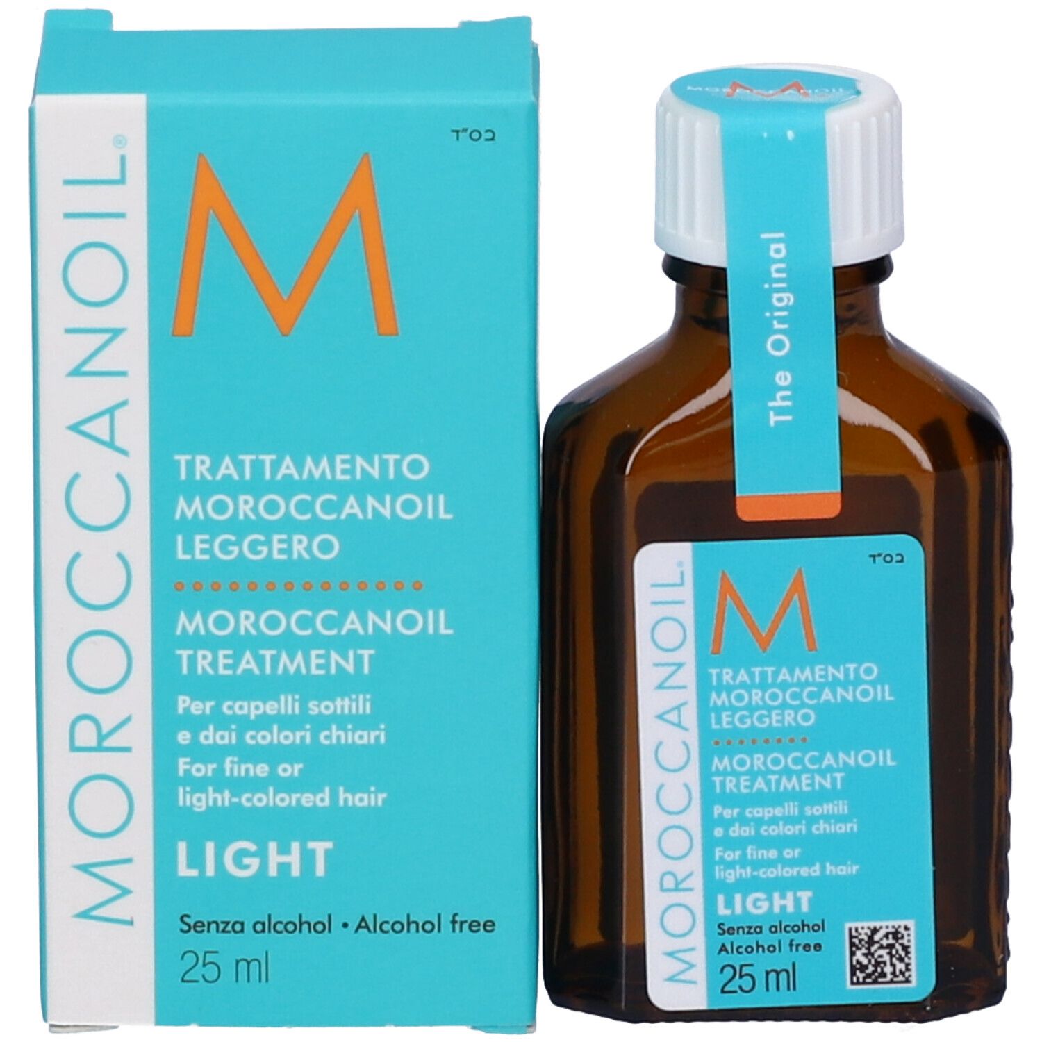 Moroccanoil Treatment Light soin capillaire, flacon et boîte de 25 ml.