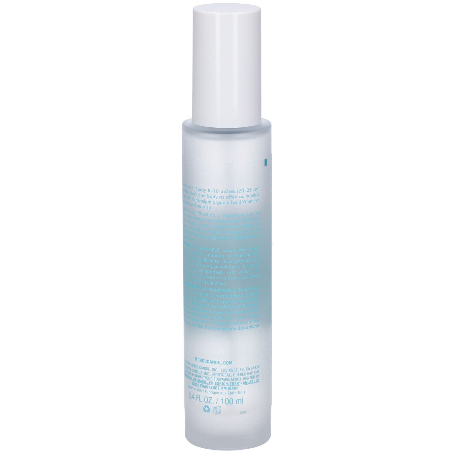 Bouteille transparente avec distributeur à pompe blanc et étiquette, 100 ml.