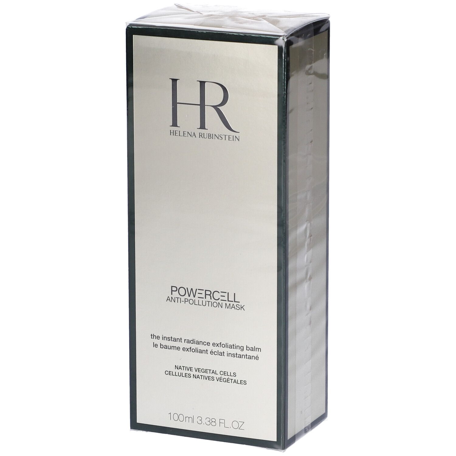 Verpakking van Helena Rubinstein Powercell Anti-Pollution Mask. HR-logo, productnaam, tekst. 100ml.