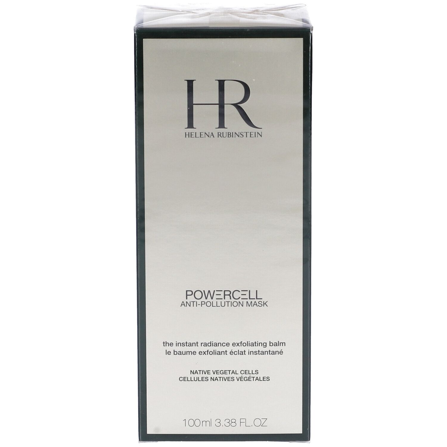 Voorkant van de verpakking van Helena Rubinstein Powercell Anti-Pollution Mask. HR-logo, naam, tekst. 100ml.