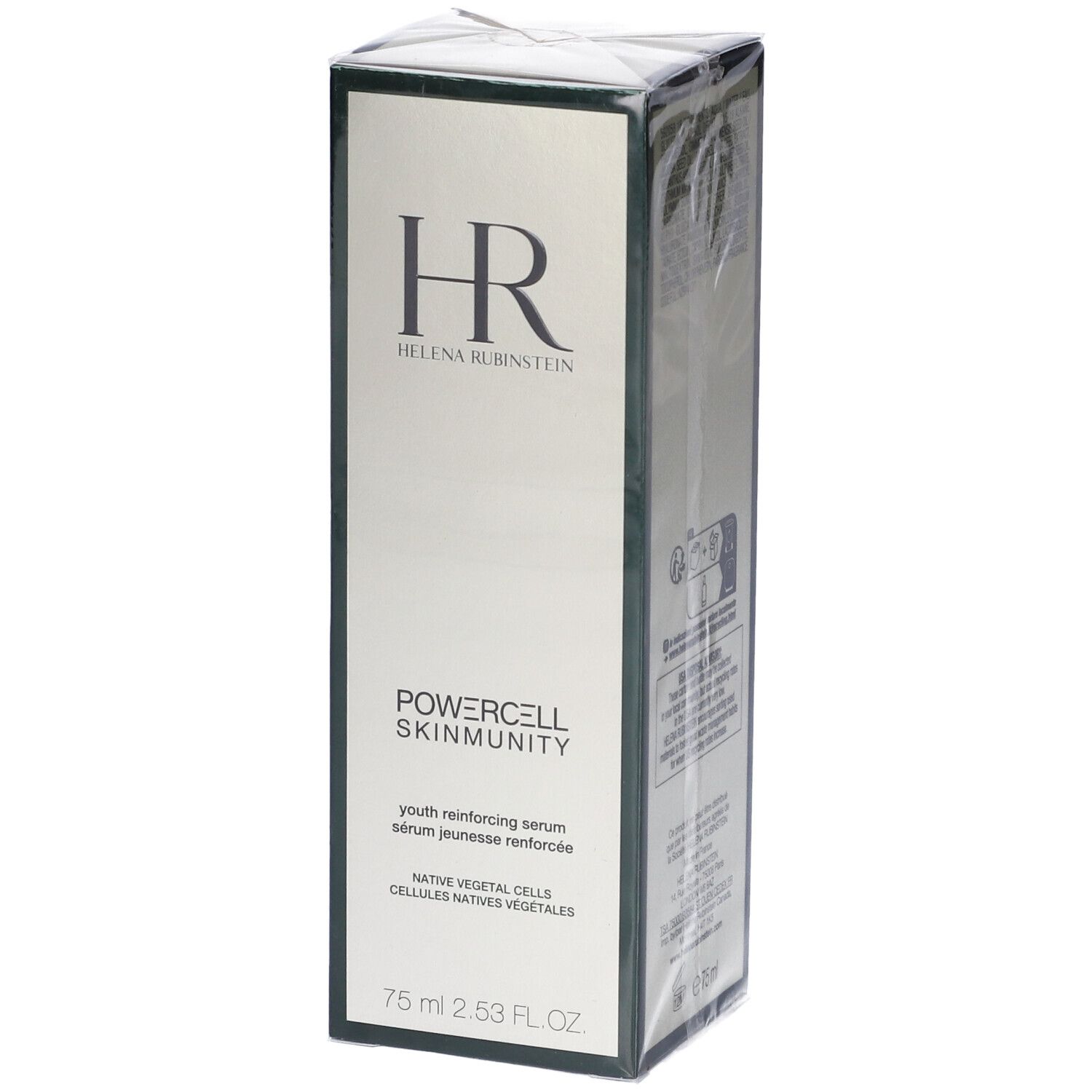 Emballage du sérum Helena Rubinstein Powercell Skinmunity. Logo HR et nom du produit visibles.