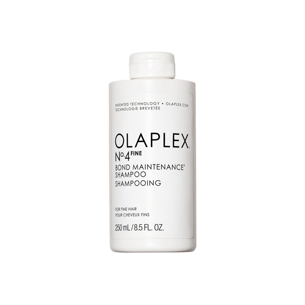 Witte fles Olaplex No. 4 Fine Bond Maintenance Shampoo, 250 ml.