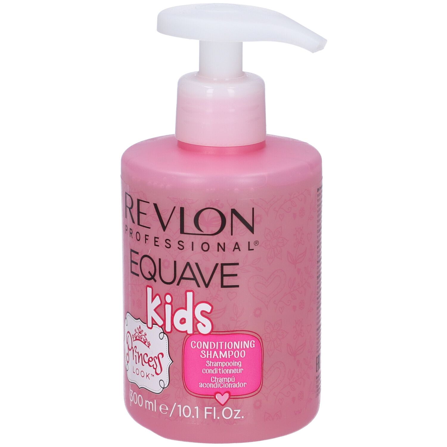 Revlon Equave Kids Princess Look Shampooing conditionneur dans une bouteille rose avec distributeur.