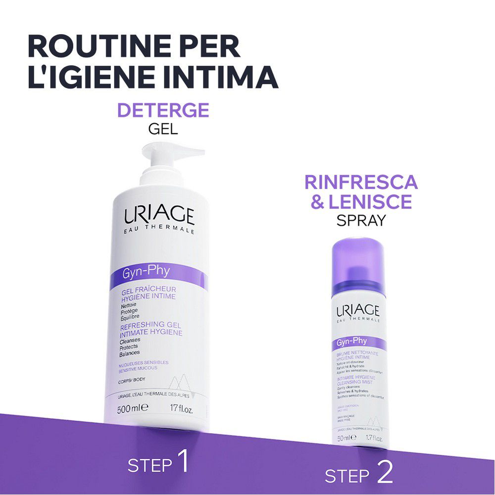 Gel nettoyant et spray rafraîchissant Uriage Gyn-Phy.