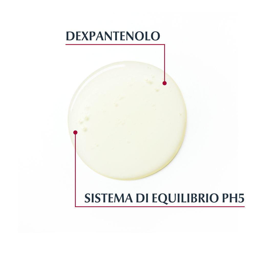 Gouttelette de liquide avec Dexpanthenol et indication du système pH5.