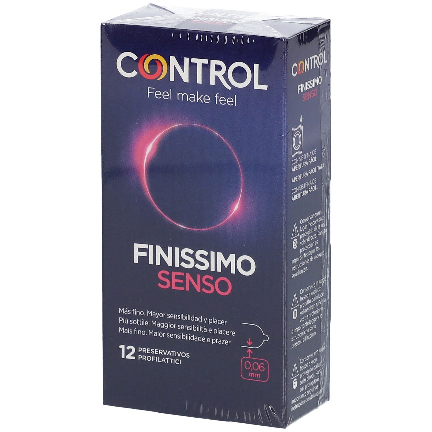 Boîte de préservatifs Control Finissimo Senso, 12 unités. Fin, 0,06 mm.