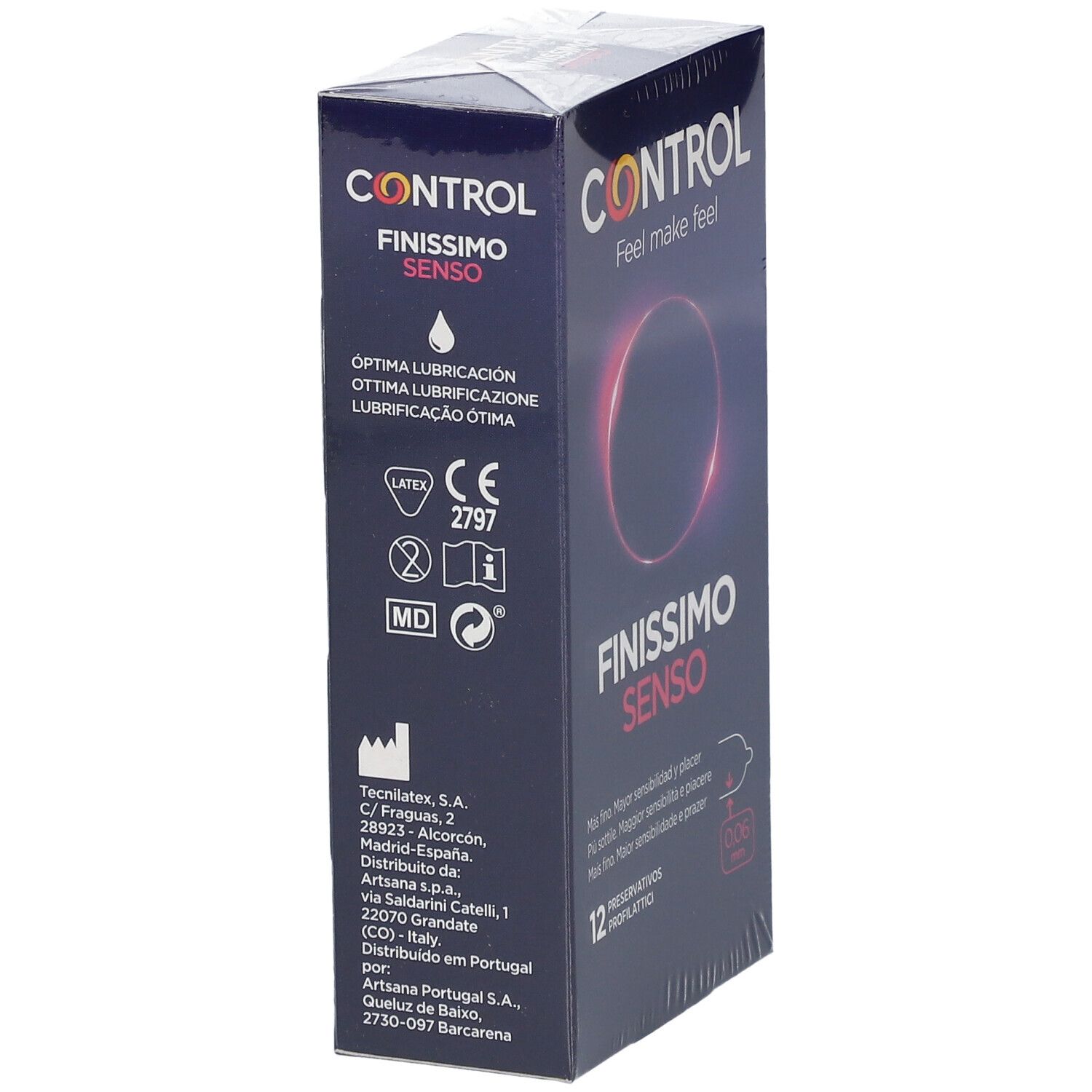 Boîte de préservatifs Control Finissimo Senso, 12 unités. Certifié CE 2797.