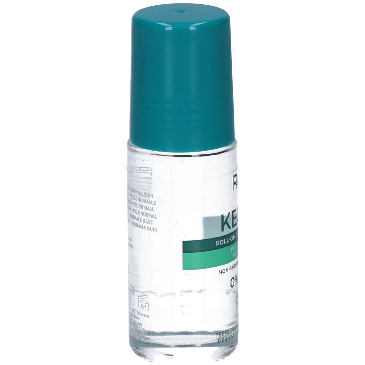 Déodorant roll-on RoC Keops avec bouchon turquoise, protection 48h.