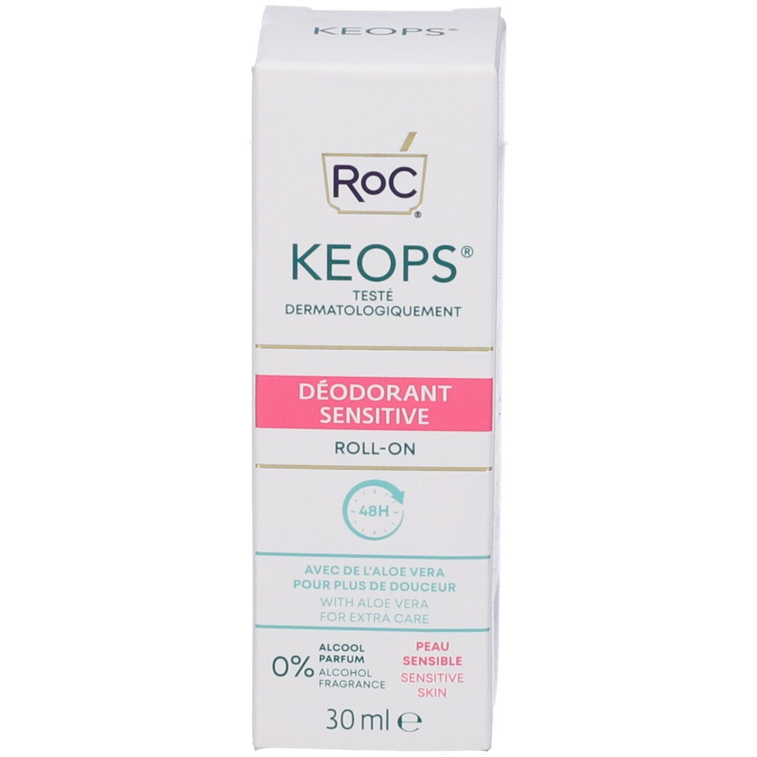 RoC KEOPS Roll-on Deodorant Gevoelig, 30 ml. Alcoholvrij, met aloë vera.