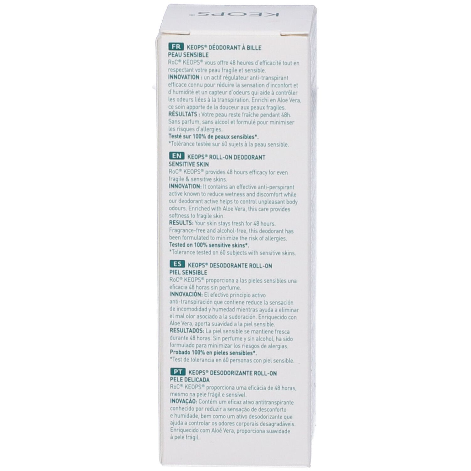 KEOPS Roll-On Deodorant Gevoelige Huid. 48 uur effectief, parfumvrij. Met Aloë Vera.