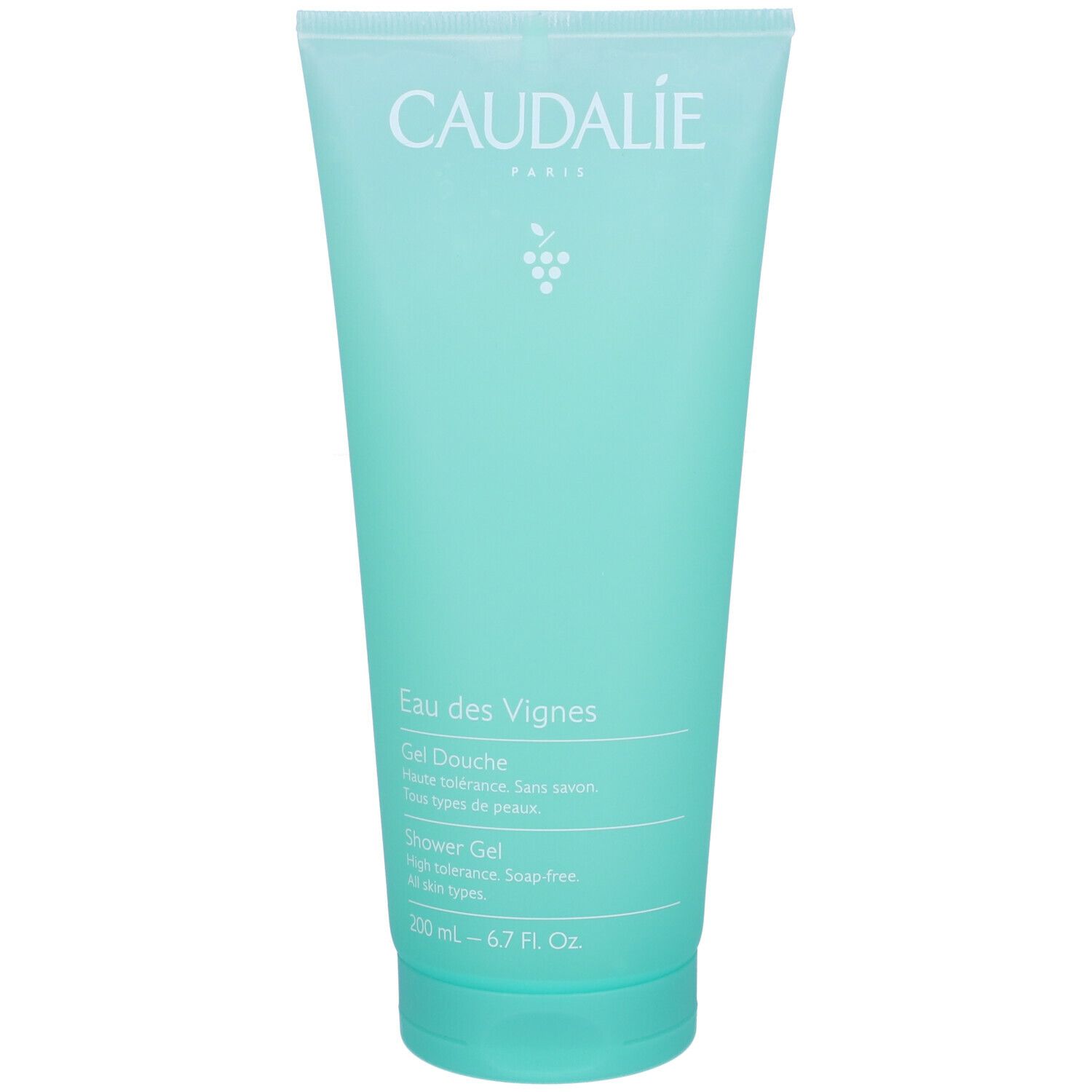 Tube de gel douche Caudalie Eau des Vignes turquoise, 200 ml.