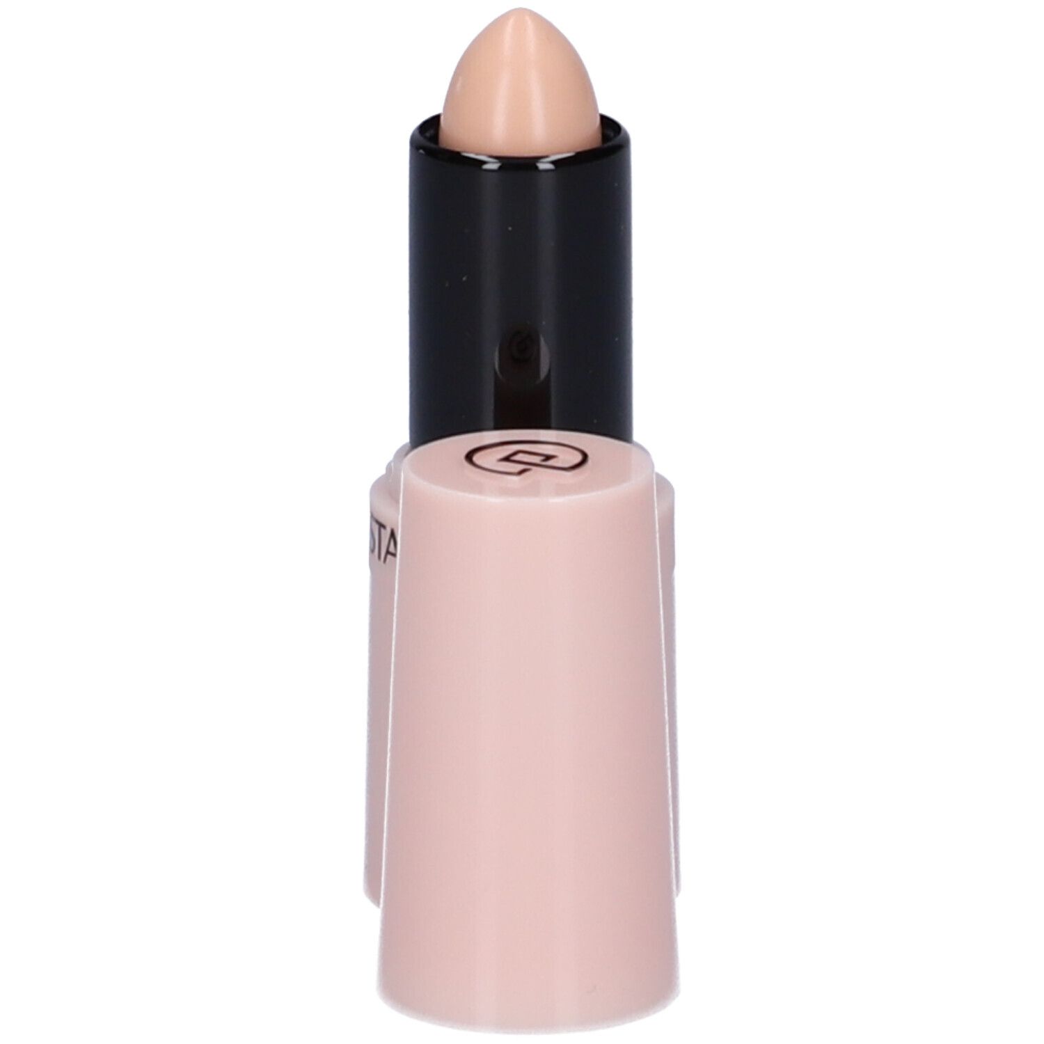 Stick correcteur beige, corps rose, capuchon détaché. Marque COLLISTAR visible. Fond noir.