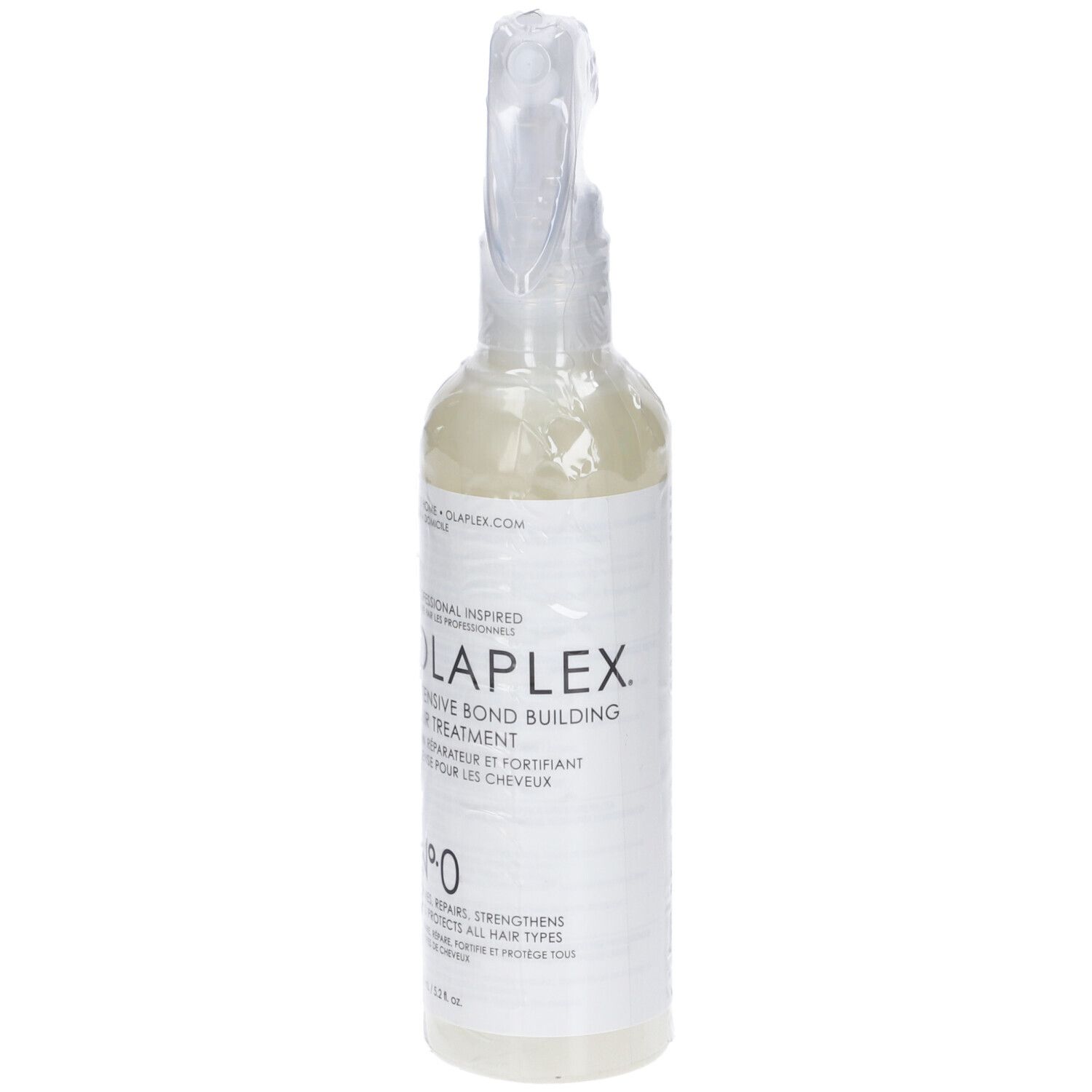 Olaplex No. 0 Intensive Bond Building Hair Treatment in doorzichtige spuitfles.
