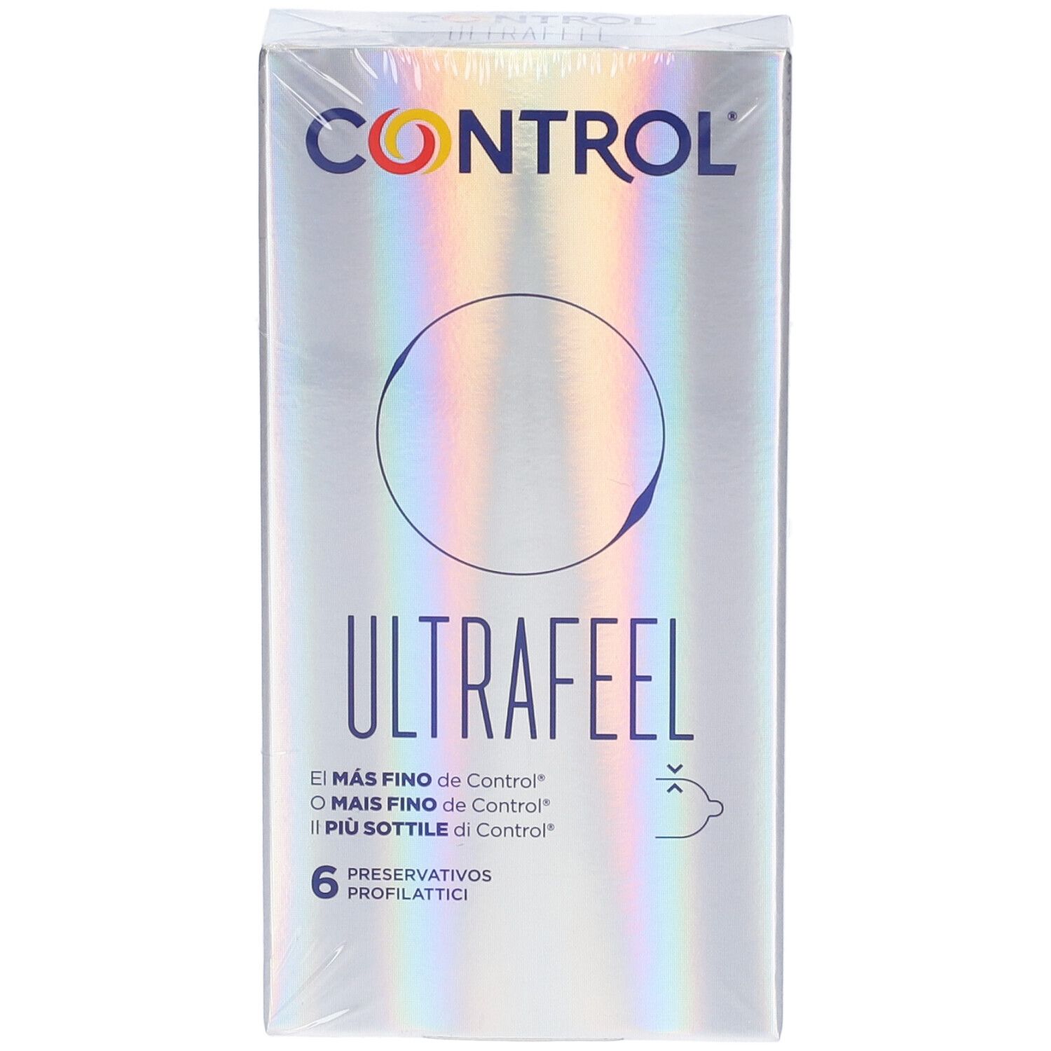 Boîte de préservatifs Control Ultra Feel, 6 unités, avec cercle holographique.